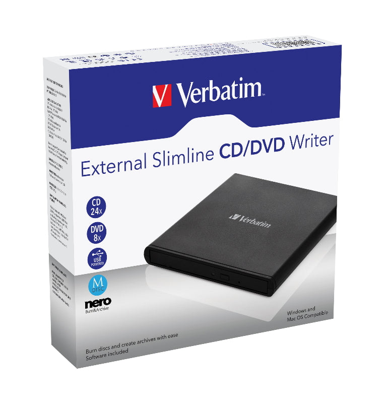 Verbatim External Slimline DVD / CD Writer, Burner.