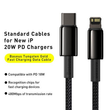 Baseus Tungsten Gold Fast Charging Data Cable Type-C to iP PD 20W 1M - Image 5