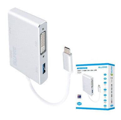 8ware 4-in-1 Hub 4K USB C to HDMI DVI VGA Adapter with USB 3.1