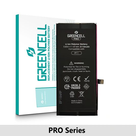 Greencell PRO Series- iPhone 11 Replacement Battery with Adhesive Strips 3110mAh (TI chip -27546-A3 IC & Original Cell)