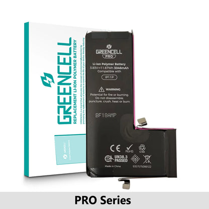 Greencell PRO Series- iPhone 11 Pro Replacement Battery with Adhesive Strips 3046mAh (TI chip -27546-A3 IC & Original Cell)