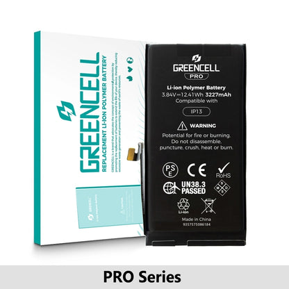 Greencell PRO Series- iPhone 13 Replacement Battery with Adhesive Strips 3227mAh (TI chip -27546-A3 IC & Original Cell)