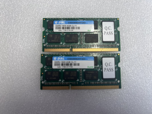 DSL 8GB (2x4) DDR3 SODIMM RAM 1600