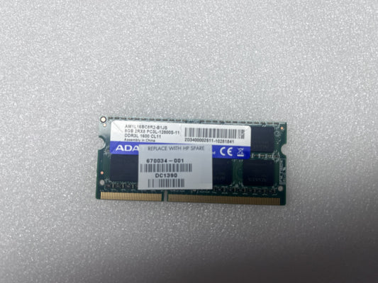 Adata 8GB DDR3 SODIMM RAM 2Rx8 12800