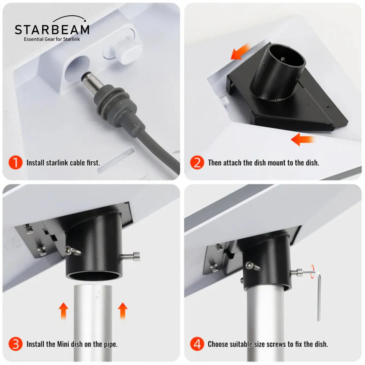 STARBEAM Starlink Mini Metal Pole Adapter for up to 39mm Pole