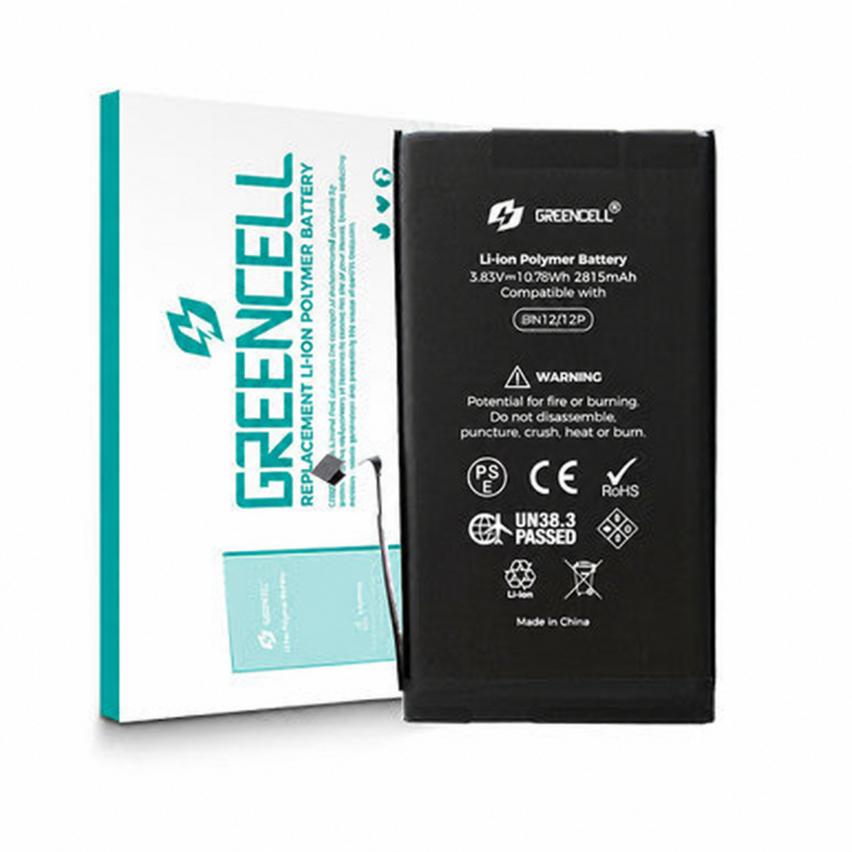 Greencell (2815mAh) iPhone 12 / 12 Pro Replacement Battery with Adhesive Strips