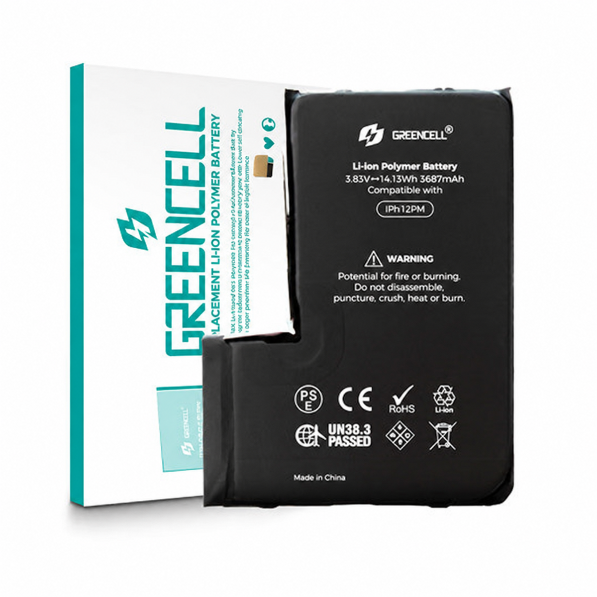 Greencell (3687mAh) iPhone 12 Pro Max Replacement Battery with Adhesive Strips