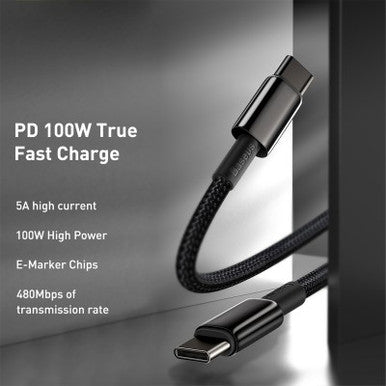 Baseus Tungsten Gold Fast Charging Data Cable Type-C to Type-C 100W 2M Compatible for iPhone 15 Series - Image 7