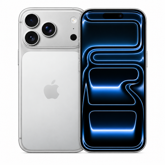 iPhone 17 Pro Max in Silver, front and back