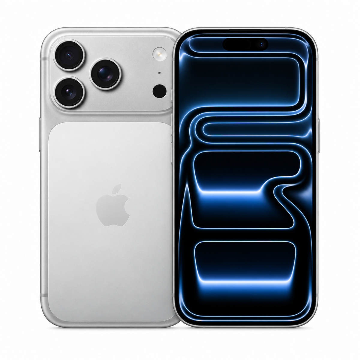 iPhone 17 Pro in Silver, front and back